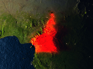 Image showing Cameroon in red from space at night