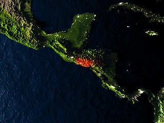Image showing El Salvador in red from space at night