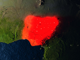 Image showing Nigeria in red from space at night