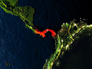 Image showing Panama in red from space at night