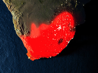 Image showing South Africa in red from space at night