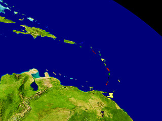 Image showing Caribbean with flag on Earth
