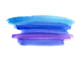 Image showing Bright blue watercolor blot on white background