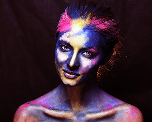 Image showing beauty woman with creative make up like Holy celebration in Indi