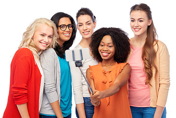 Image showing international group of happy women taking selfie