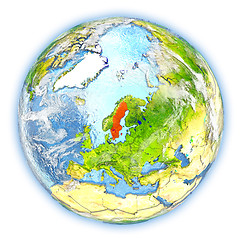 Image showing Sweden on Earth isolated