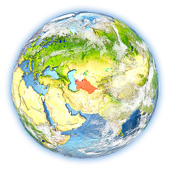 Image showing Turkmenistan on Earth isolated