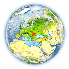 Image showing Romania on Earth isolated