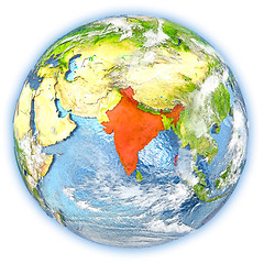 Image showing India on Earth isolated