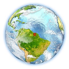 Image showing Suriname on Earth isolated