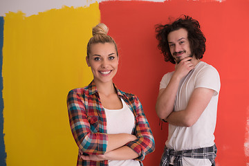 Image showing couple in love  over color background