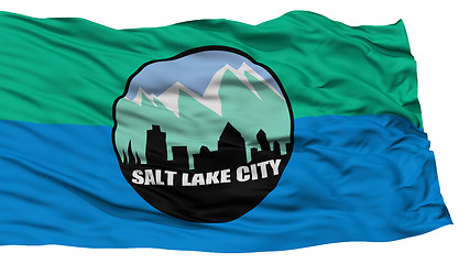 Image showing Isolated Salt Lake City Flag, Waving on White Background