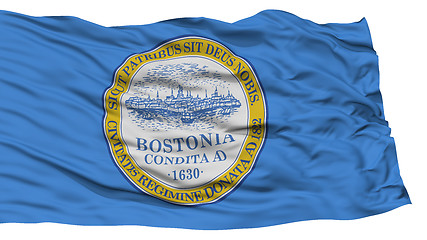 Image showing Isolated Boston Flag, Waving on White Background