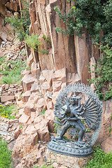 Image showing Tantric Deities statue in Ritual Embrace located in a mountain g