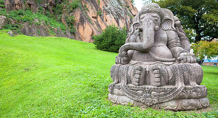 Image showing Ganesha statue in a beautiful mountain garden