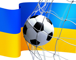 Image showing soccer ball on Ukrainian flag