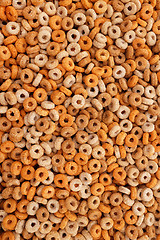 Image showing Healthy multigrain hoops breakfast cereal background