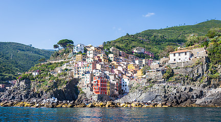 Image showing Riomaggiore in Cinque Terre, Italy - Summer 2016 - view from the