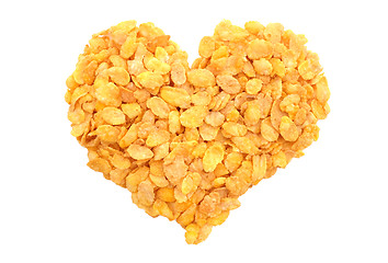 Image showing Corn flakes breakfast cereal heart