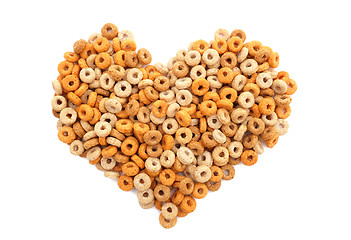 Image showing Multigrain hoops breakfast cereal heart