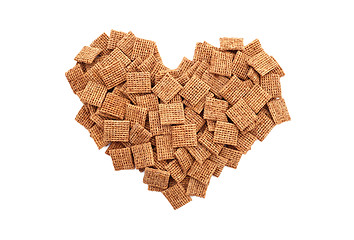 Image showing Malted wheat biscuits breakfast cereal heart