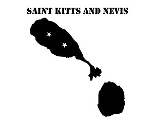 Image showing Symbol of Isle of  Saint Kitts and Nevis and map