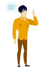 Image showing Young asian businessman with speech bubble.