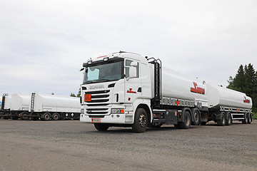 Image showing White Scania R480 Tank Truck for ADR Liquid Transport