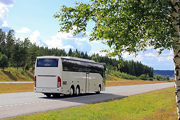 Image showing White Bus Travels in Summer