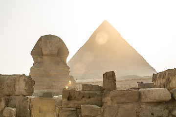 Image showing Ancient Egyptian Pyramid of Khafre Giza and Great Sphinx.