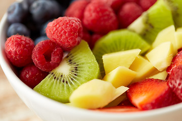 Image showing close up of fruits and berries in bowl