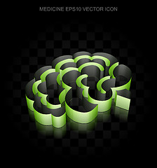 Image showing Health icon: Green 3d Brain made of paper, transparent shadow, EPS 10 vector.