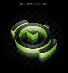 Image showing Time icon: Green 3d Watch made of paper, transparent shadow, EPS 10 vector.