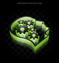 Image showing Information icon: Green 3d Head With Gears made of paper, transparent shadow, EPS 10 vector.