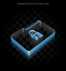 Image showing Business icon: Blue 3d Folder With Lock made of paper, transparent shadow, EPS 10 vector.