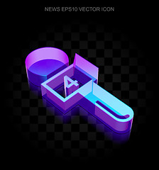 Image showing News icon: 3d neon glowing Microphone made of glass, EPS 10 vector.