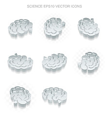 Image showing Science icons set: different views of metallic Brain, transparen