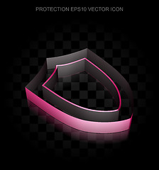 Image showing Security icon: Crimson 3d Shield made of paper, transparent shadow, EPS 10 vector.