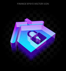 Image showing Finance icon: 3d neon glowing Home made of glass, EPS 10 vector.