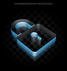 Image showing Information icon: Blue 3d Closed Padlock made of paper, transparent shadow, EPS 10 vector.