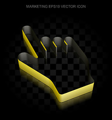 Image showing Advertising icon: Yellow 3d Mouse Cursor made of paper, transparent shadow, EPS 10 vector.