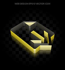 Image showing Web design icon: Yellow 3d Download made of paper, transparent shadow, EPS 10 vector.