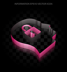 Image showing Information icon: Crimson 3d Head With Padlock made of paper, transparent shadow, EPS 10 vector.