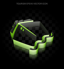 Image showing Travel icon: Green 3d Ship made of paper, transparent shadow, EPS 10 vector.