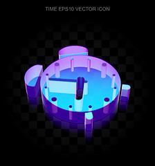 Image showing Time icon: 3d neon glowing Alarm Clock made of glass, EPS 10 vector.