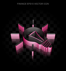 Image showing Business icon: Crimson 3d Light Bulb made of paper, transparent shadow, EPS 10 vector.