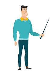 Image showing Caucasian business man holding pointer stick.