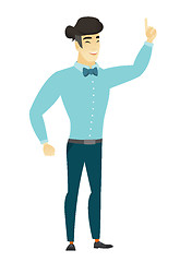 Image showing Asian businessman pointing with his forefinger