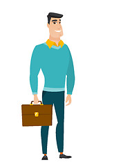 Image showing Caucasian business man holding briefcase.