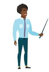Image showing Caucasian business man holding pointer stick.